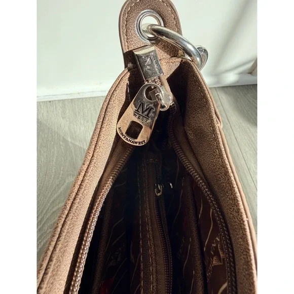 Montana West Brown & Turquoise Embroidered Studded Hobo Purse Wallet Set - Picture 4 of 10